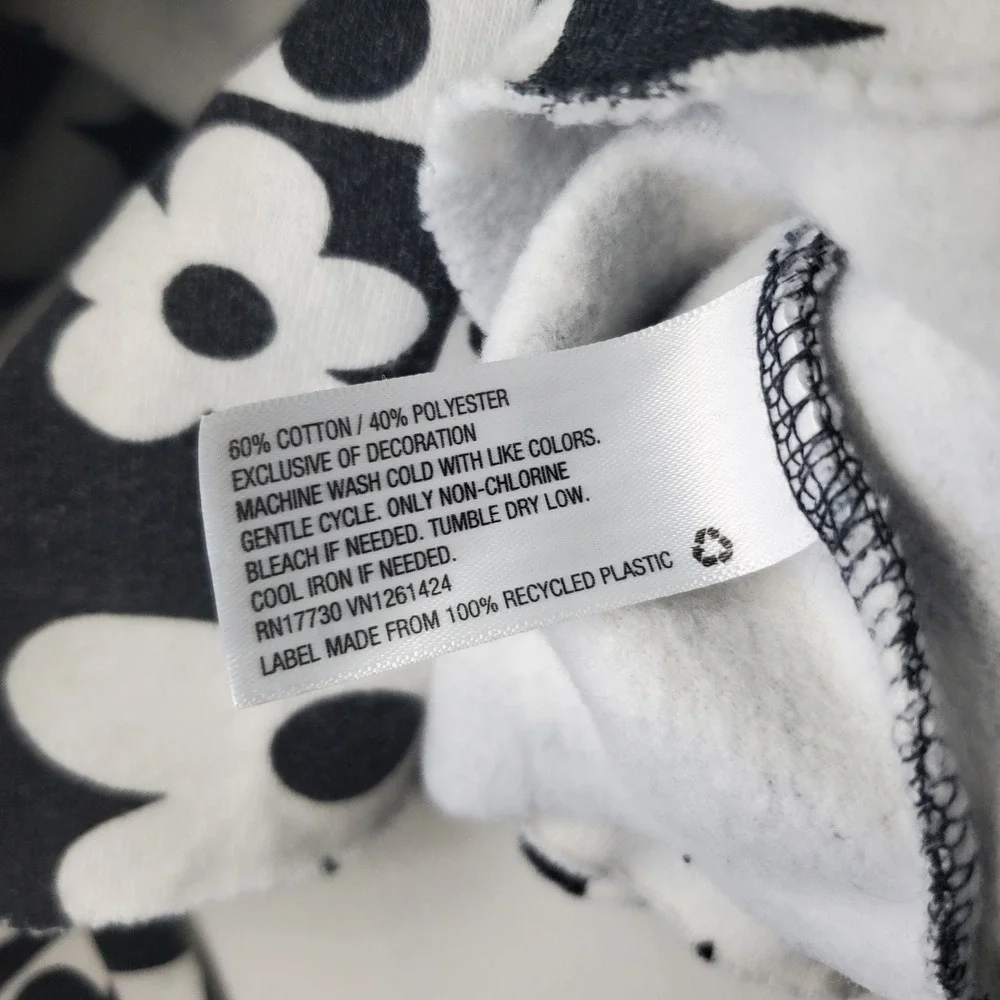 Wild Fable‎ Women's Hoodie Flower Pattern Black White Pullover - Picture 9 of 11